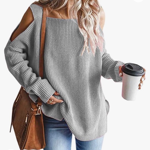 Super cute woman sweater cold shoulder oversized - Picture 6 of 10